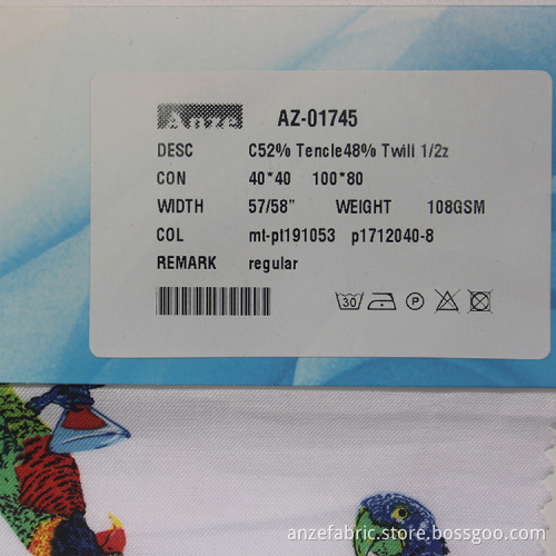 Tencel fabric cotton printed tencel fabric for dress